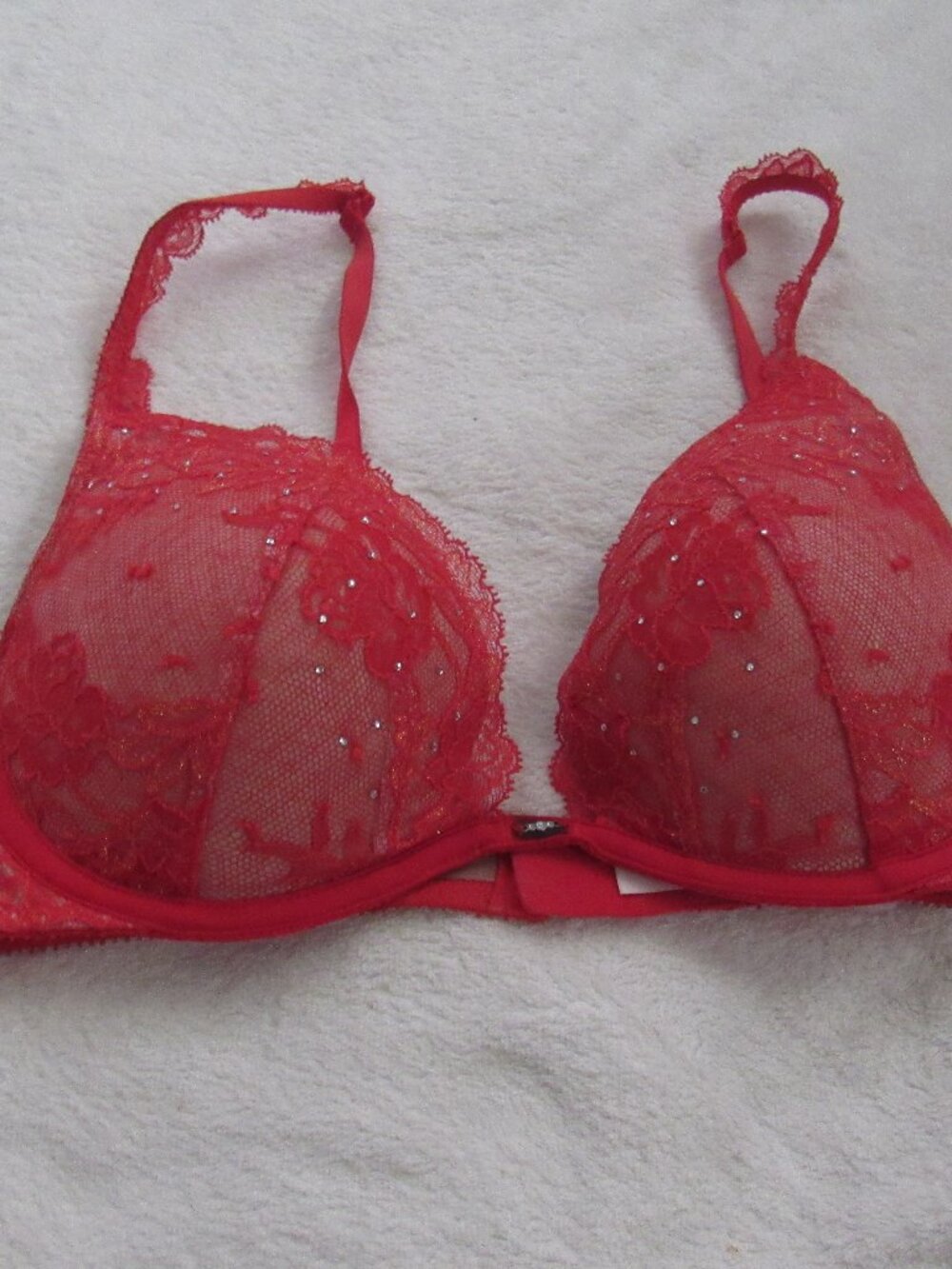 Victoria's Secret Red Push-Up Bra 34C USED Bling